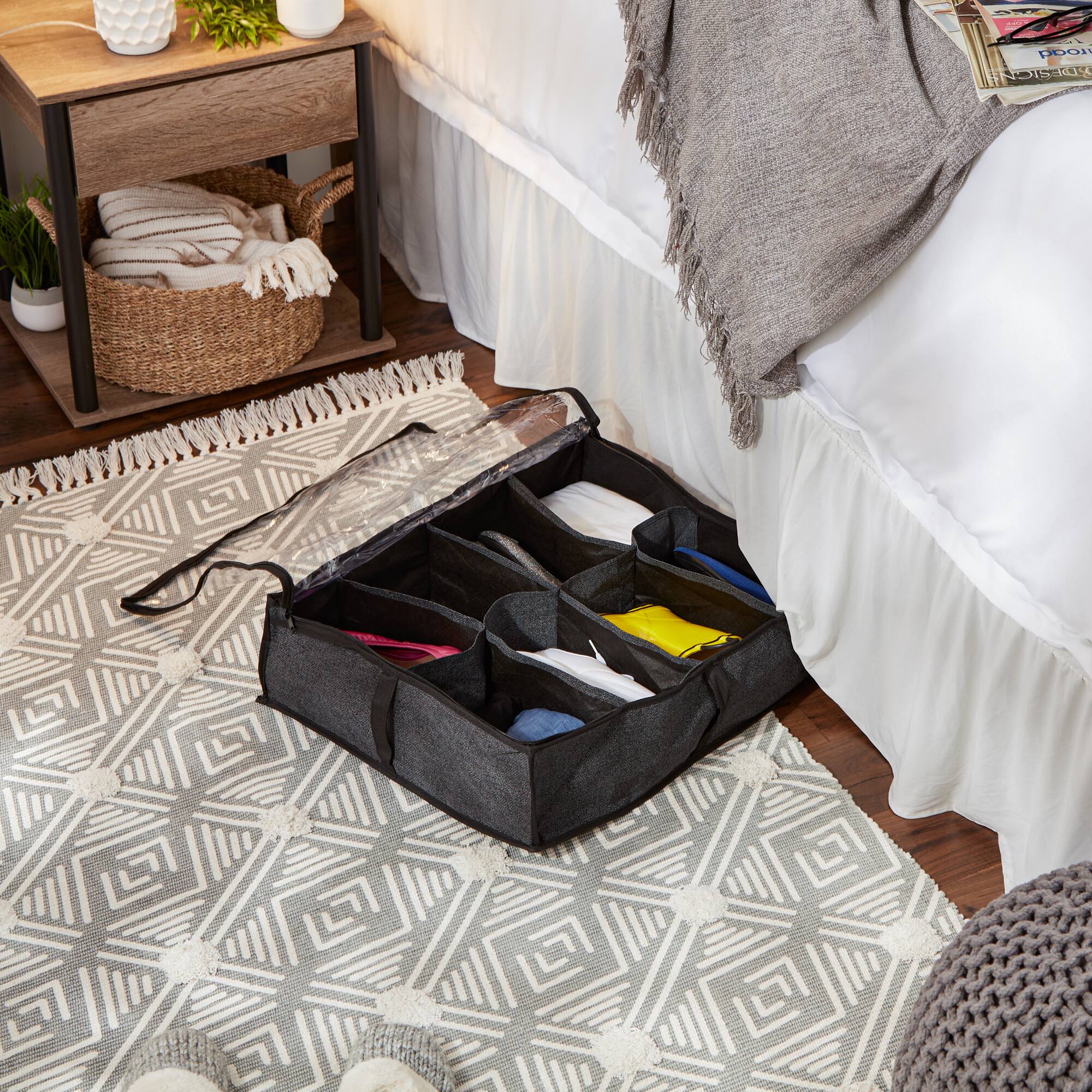 DII® 23" Black Linen 8-Shoe Pair Soft Storage Bag